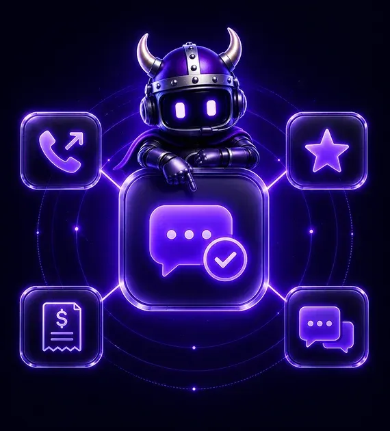 Viking's AI appointment setter connected to missed call text back, reviews, invoicing, and the shared inbox in one platform