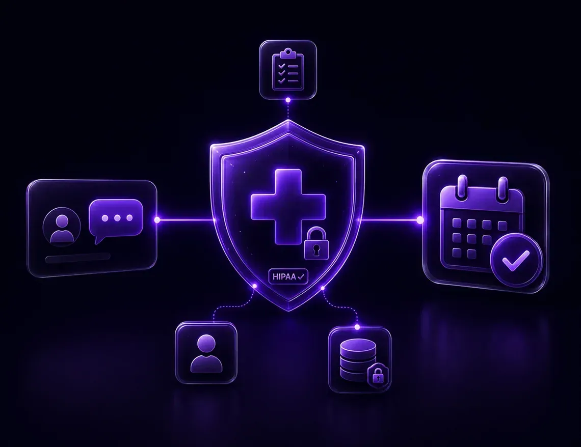 Illustration showing HIPAA compliant patient data handling from first contact | Viking Marketing