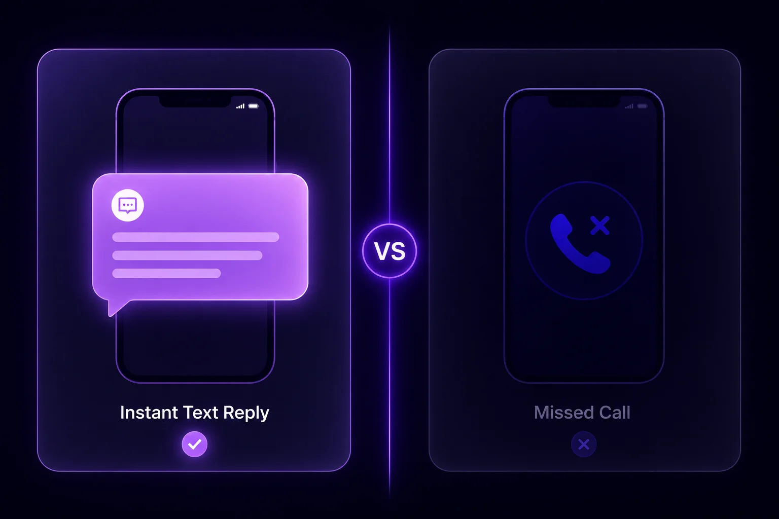 Comparison illustration of text response versus phone call response speed for new leads